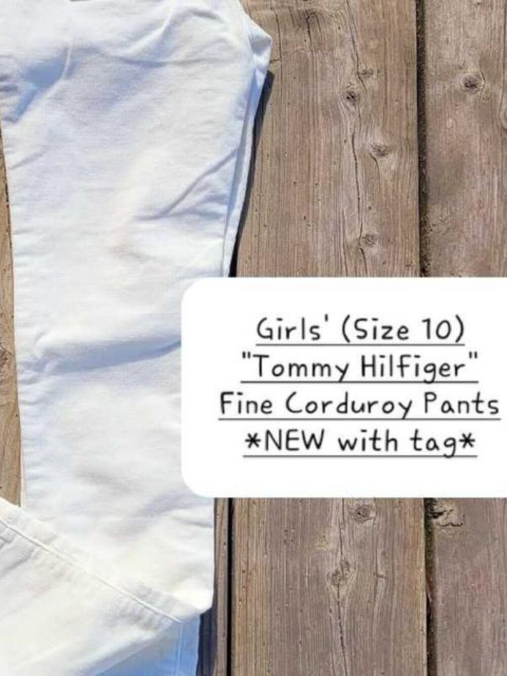 Girls' (Size 10) "Tommy Hilfiger" Fine Corduroy Pants *NEW with tag*